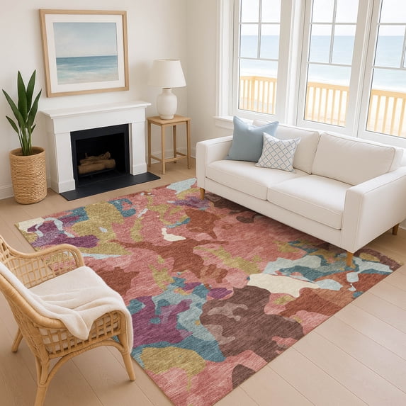 Addison Rugs Mayfield Premium Machine Washable Transitional Modern Pink Rectangle Rug, 8' x 10'