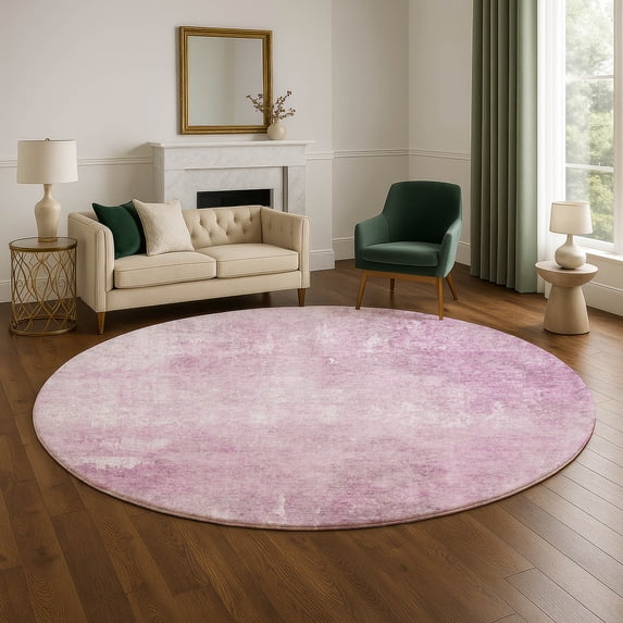 Addison Rugs Mayfield Premium Machine Washable Transitional Modern Pink Round Rug, 8' x 8'