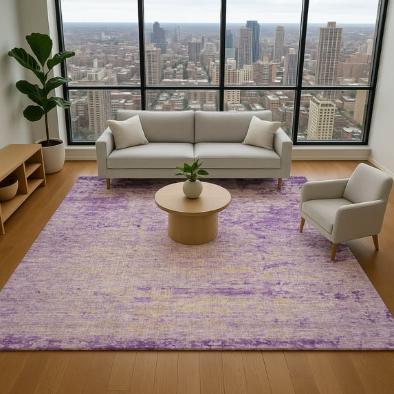Addison Rugs Mayfield Premium Machine Washable Transitional Modern Purple Rectangle Rug, 10' x 14'