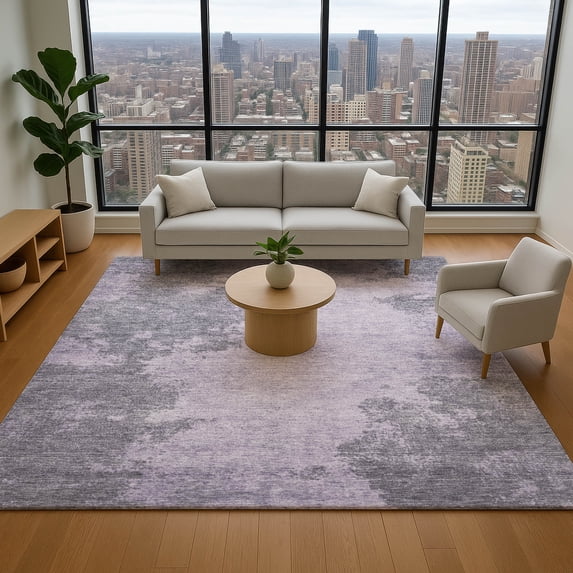 Addison Rugs Mayfield Premium Machine Washable Transitional Modern Purple Rectangle Rug, 5' x 7'6"