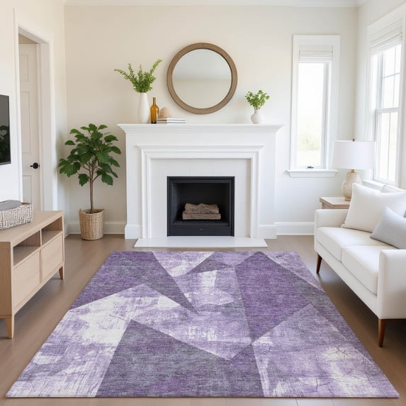 Addison Rugs Mayfield Premium Machine Washable Transitional Modern Purple Rectangle Rug, 8' x 10'