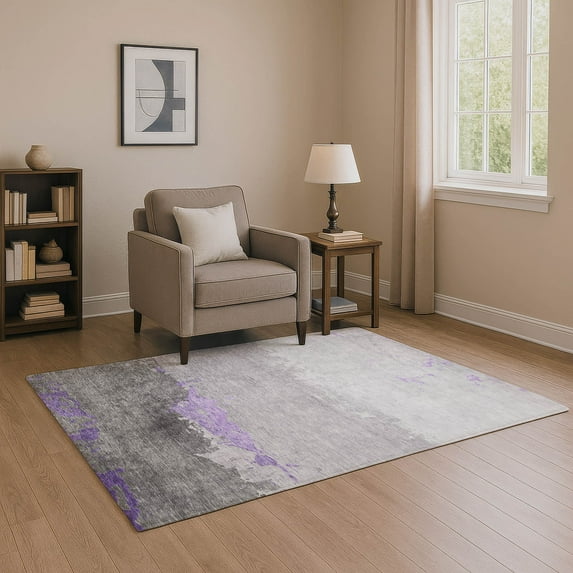 Addison Rugs Mayfield Premium Machine Washable Transitional Modern Purple Rectangle Rug, 8' x 10'