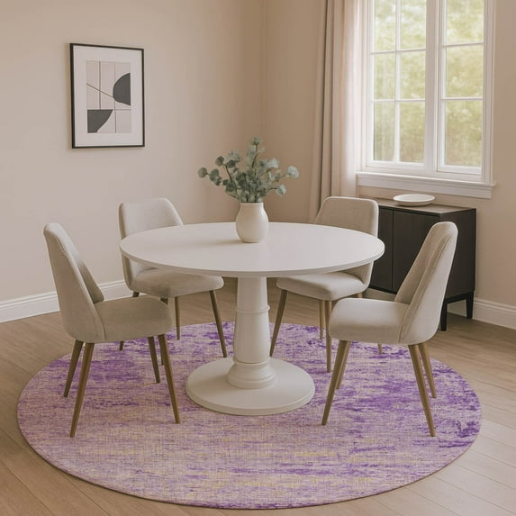 Addison Rugs Mayfield Premium Machine Washable Transitional Modern Purple Round Rug, 8' x 8'