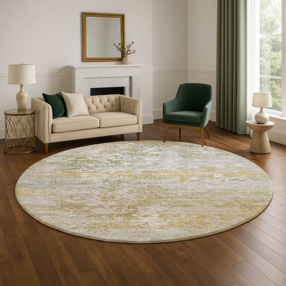 Addison Rugs Mayfield Premium Machine Washable Transitional Modern Sage Round Rug, 8' x 8'