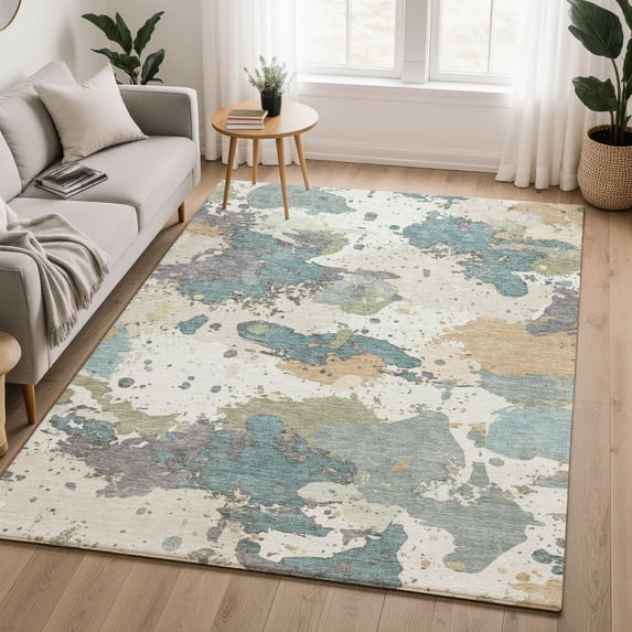 Addison Rugs Mayfield Premium Machine Washable Transitional Modern Seafoam Rectangle Rug, 10' x 14'