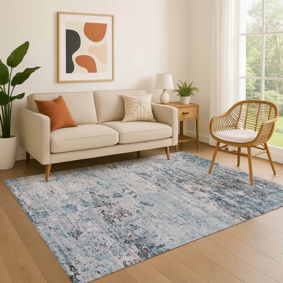 Addison Rugs Mayfield Premium Machine Washable Transitional Modern Sky Rectangle Rug, 10' x 14'