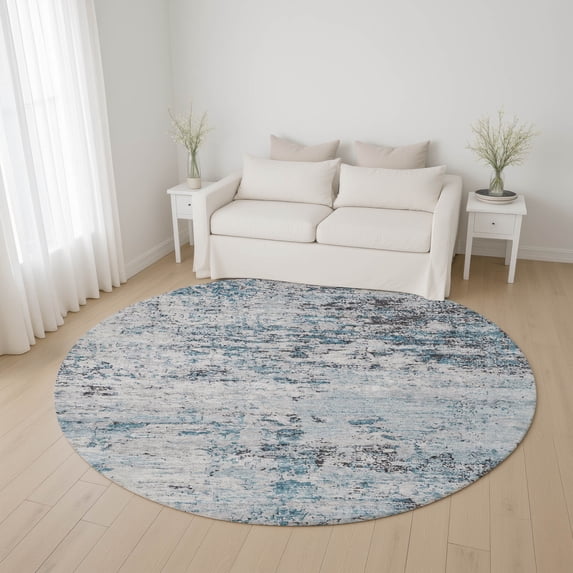 Addison Rugs Mayfield Premium Machine Washable Transitional Modern Sky Round Rug, 8' x 8'