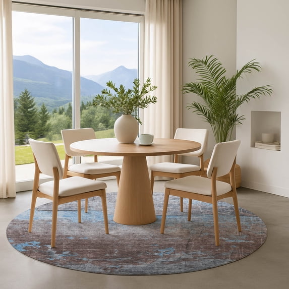 Addison Rugs Mayfield Premium Machine Washable Transitional Modern Sky Round Rug, 8' x 8'