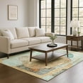 thumbnail image 1 of Addison Rugs Mayfield Premium Machine Washable Transitional Modern Teal Rectangle Rug, 10' X 14' Machine Washable Transitional Modern Teal Oversized Sherpa Throw Blanket, 1 of 7