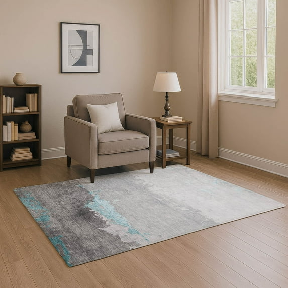 Addison Rugs Mayfield Premium Machine Washable Transitional Modern Teal Rectangle Rug, 10' x 14'