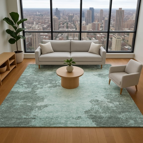 Addison Rugs Mayfield Premium Machine Washable Transitional Modern Teal Rectangle Rug, 10' x 14'
