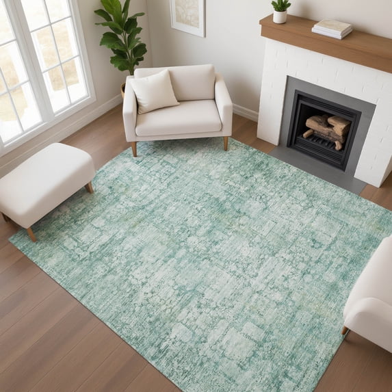 Addison Rugs Mayfield Premium Machine Washable Transitional Modern Teal Rectangle Rug, 3' x 5'