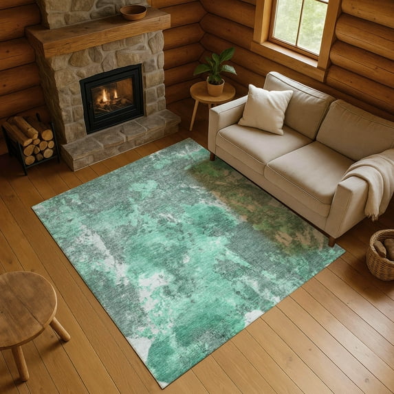 Addison Rugs Mayfield Premium Machine Washable Transitional Modern Teal Rectangle Rug, 8' x 10'