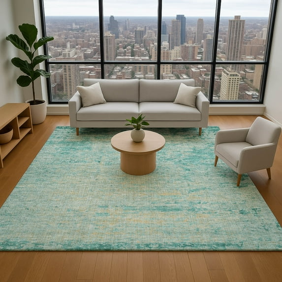 Addison Rugs Mayfield Premium Machine Washable Transitional Modern Teal Rectangle Rug, 9' x 12'