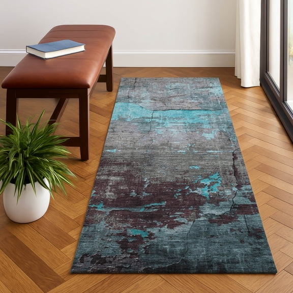 Addison Rugs Mayfield Premium Machine Washable Transitional Modern Teal Runner Rug, 2'3" x 7'6"
