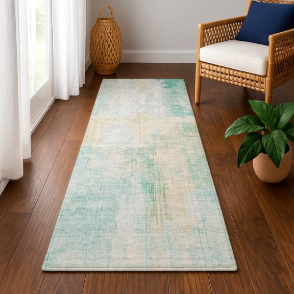 Addison Rugs Mayfield Premium Machine Washable Transitional Modern Teal Runner Rug, 2'3" x 7'6"