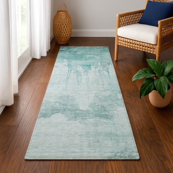Addison Rugs Mayfield Premium Machine Washable Transitional Modern Teal Runner Rug, 2'3" x 7'6"