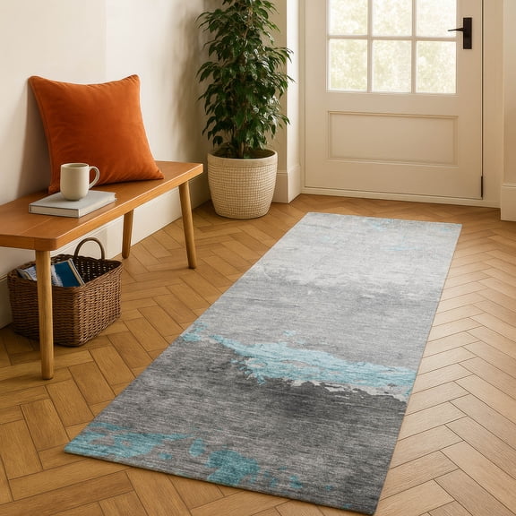 Addison Rugs Mayfield Premium Machine Washable Transitional Modern Teal Runner Rug, 2'3" x 7'6"