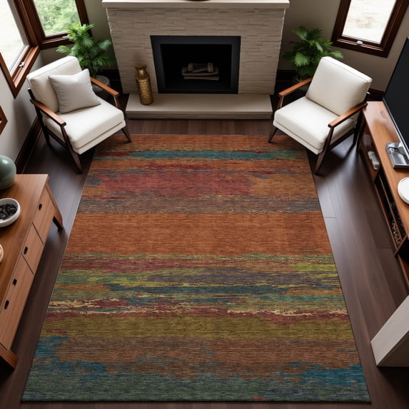 Addison Rugs Mayfield Premium Machine Washable Transitional Modern Terracotta Rectangle Rug, 10' x 14'