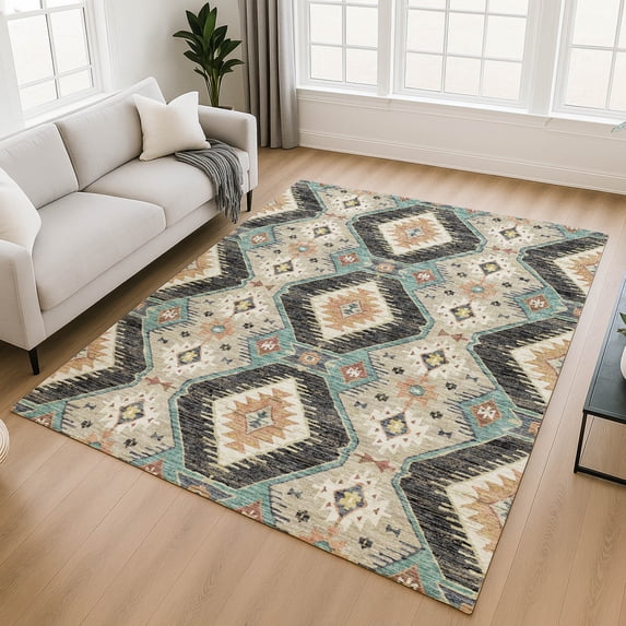 Addison Rugs Mayfield Premium Machine Washable Transitional Moroccan Black Rectangle Rug, 3' x 5'