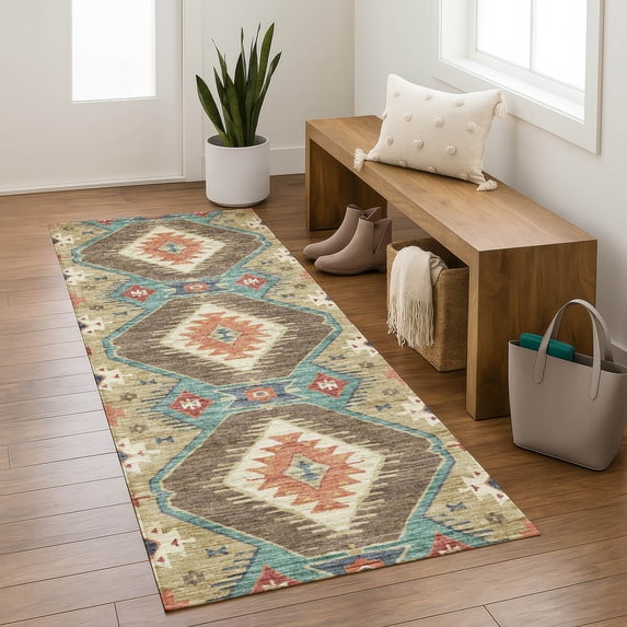 Addison Rugs Mayfield Premium Machine Washable Transitional Moroccan Khaki Runner Rug, 2'3" x 7'6"