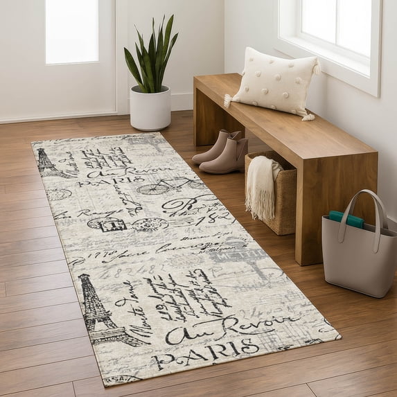 Addison Rugs Mayfield Premium Machine Washable Transitional Novelty Beige Runner Rug, 2'3" x 7'6"