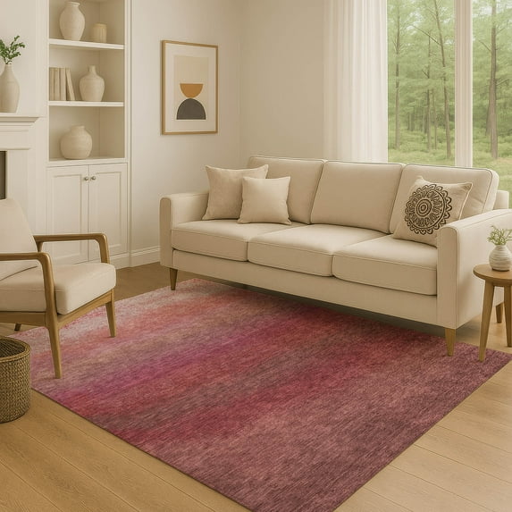 Addison Rugs Mayfield Premium Machine Washable Transitional Ombre Red Rectangle Rug, 3' x 5'