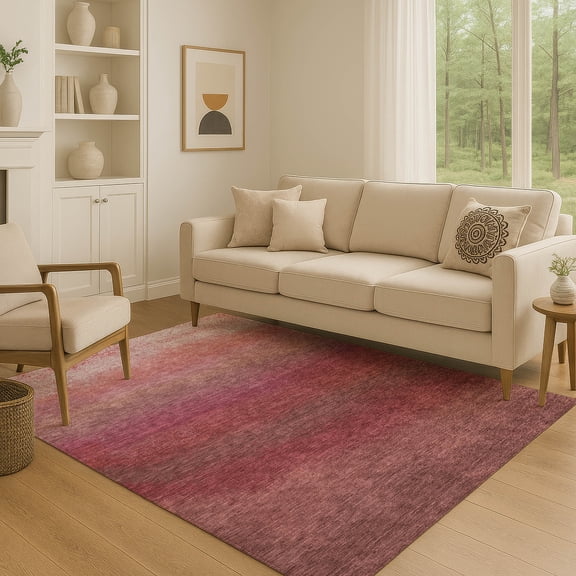 Addison Rugs Mayfield Premium Machine Washable Transitional Ombre Red Rectangle Rug, 3' x 5'