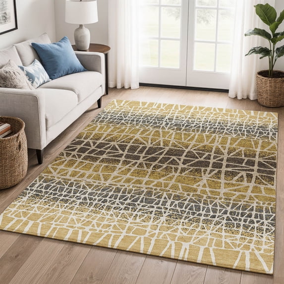 Addison Rugs Mayfield Premium Machine Washable Transitional Paisley Gold Rectangle Rug, 3' x 5'