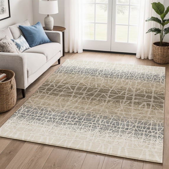 Addison Rugs Mayfield Premium Machine Washable Transitional Paisley Ivory Rectangle Rug, 5' x 7'6"