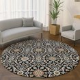 thumbnail image 1 of Addison Rugs Mayfield Premium Machine Washable Transitional Panel Black Round Rug, 8' x 8', 1 of 6