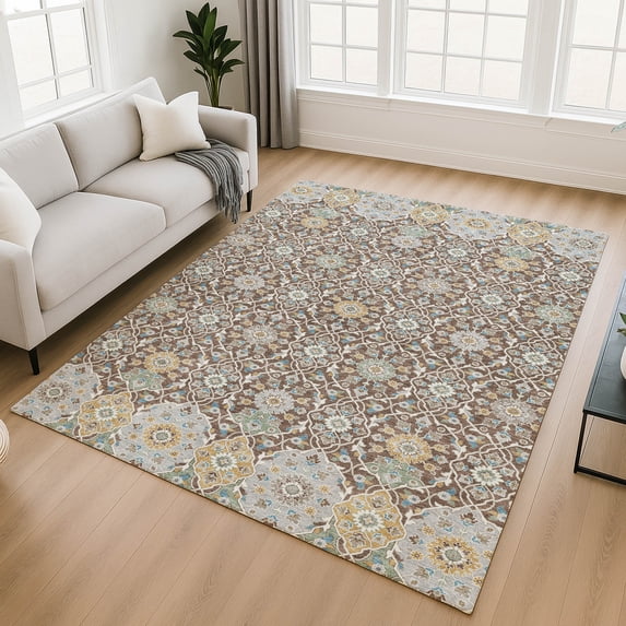 Addison Rugs Mayfield Premium Machine Washable Transitional Panel Chocolate Rectangle Rug, 10' x 14'