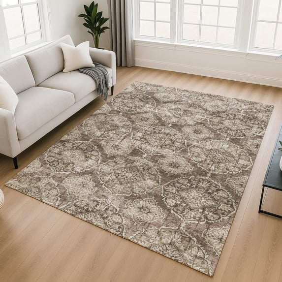 Addison Rugs Mayfield Premium Machine Washable Transitional Panel Chocolate Rectangle Rug, 3' x 5'