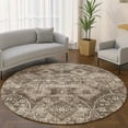 thumbnail image 1 of Addison Rugs Mayfield Premium Machine Washable Transitional Panel Chocolate Round Rug, 8' x 8', 1 of 6
