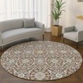 thumbnail image 1 of Addison Rugs Mayfield Premium Machine Washable Transitional Panel Chocolate Round Rug, 8' x 8', 1 of 6