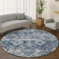 thumbnail image 1 of Addison Rugs Mayfield Premium Machine Washable Transitional Panel Denim Round Rug, 8' x 8', 1 of 6