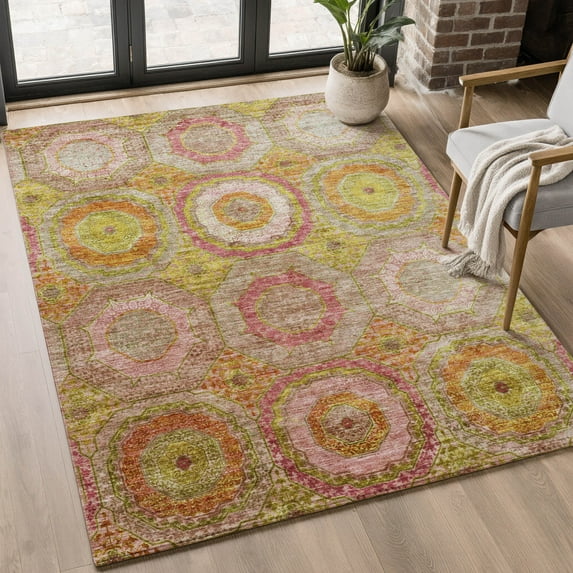 Addison Rugs Mayfield Premium Machine Washable Transitional Panel Orange Rectangle Rug, 8' x 10'