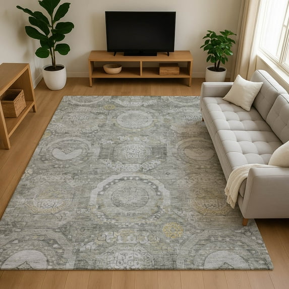 Addison Rugs Mayfield Premium Machine Washable Transitional Panel Pewter Rectangle Rug, 2'6" x 3'10"
