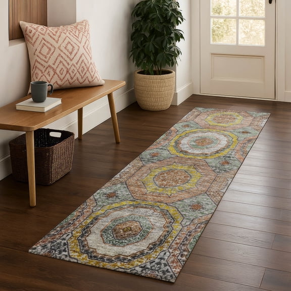 Addison Rugs Mayfield Premium Machine Washable Transitional Panel Sage Runner Rug, 2'3" x 7'6"