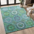 thumbnail image 1 of Addison Rugs Mayfield Premium Machine Washable Transitional Panel Teal Rectangle Rug, 10' X 14' Machine Washable Transitional Panel Teal Oversized Sherpa Throw Blanket, 1 of 6
