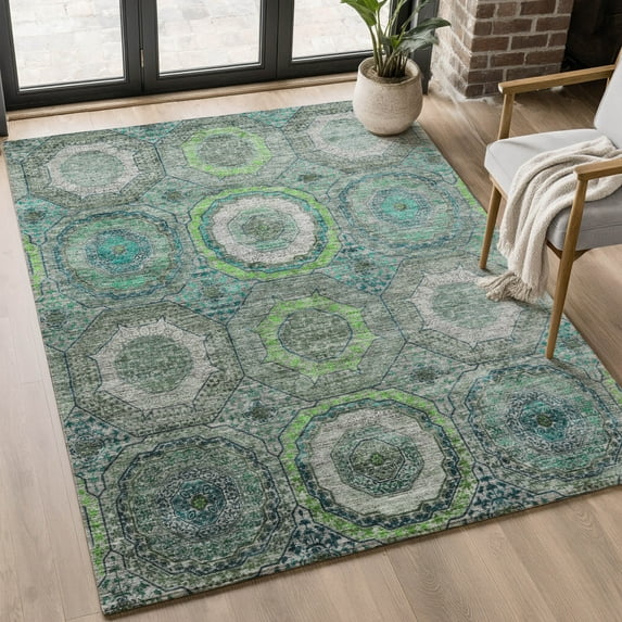 Addison Rugs Mayfield Premium Machine Washable Transitional Panel Teal ...