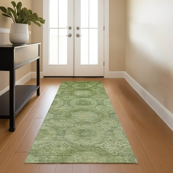 Addison Rugs Mayfield Premium Machine Washable Transitional Panels Aloe Runner Rug, 2'3" x 7'6"