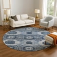 thumbnail image 1 of Addison Rugs Mayfield Premium Machine Washable Transitional Panels Blue Round Rug, 8' x 8', 1 of 6
