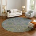 thumbnail image 1 of Addison Rugs Mayfield Premium Machine Washable Transitional Panels Blue Round Rug, 8' x 8', 1 of 6