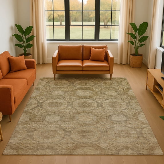 Addison Rugs Mayfield Premium Machine Washable Transitional Panels Brown Rectangle Rug, 9' x 12'