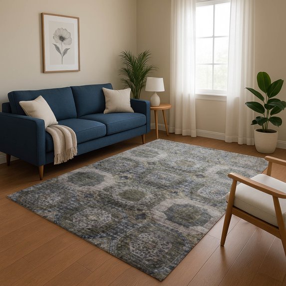 Addison Rugs Mayfield Premium Machine Washable Transitional Panels Mocha Rectangle Rug, 3' x 5'