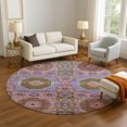 thumbnail image 1 of Addison Rugs Mayfield Premium Machine Washable Transitional Panels Pink Round Rug, 8' x 8', 1 of 6
