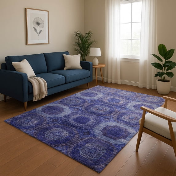 Addison Rugs Mayfield Premium Machine Washable Transitional Panels Purple Rectangle Rug, 9' x 12'