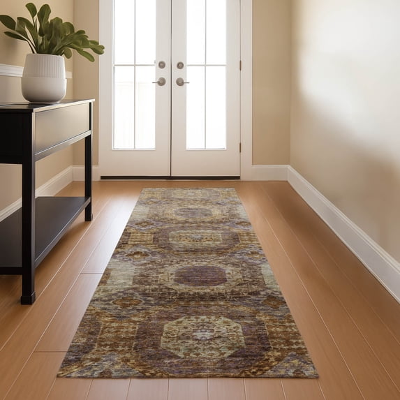 Addison Rugs Mayfield Premium Machine Washable Transitional Panels Rust Runner Rug, 2'3" x 7'6"