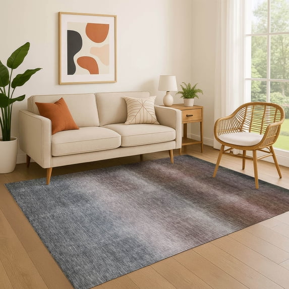 Addison Rugs Mayfield Premium Machine Washable Transitional Squares Brown Rectangle Rug, 9' x 12'